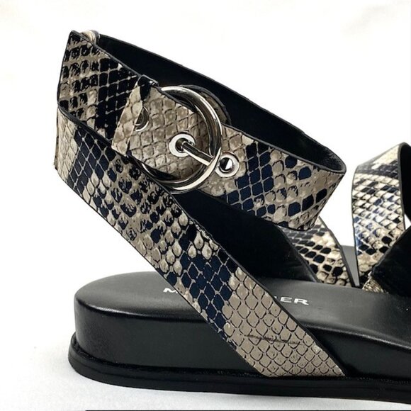 Marc Fisher Tavie2 Double Strap Python Embossed Ankle Strap Sandal 8 - Picture 5 of 9